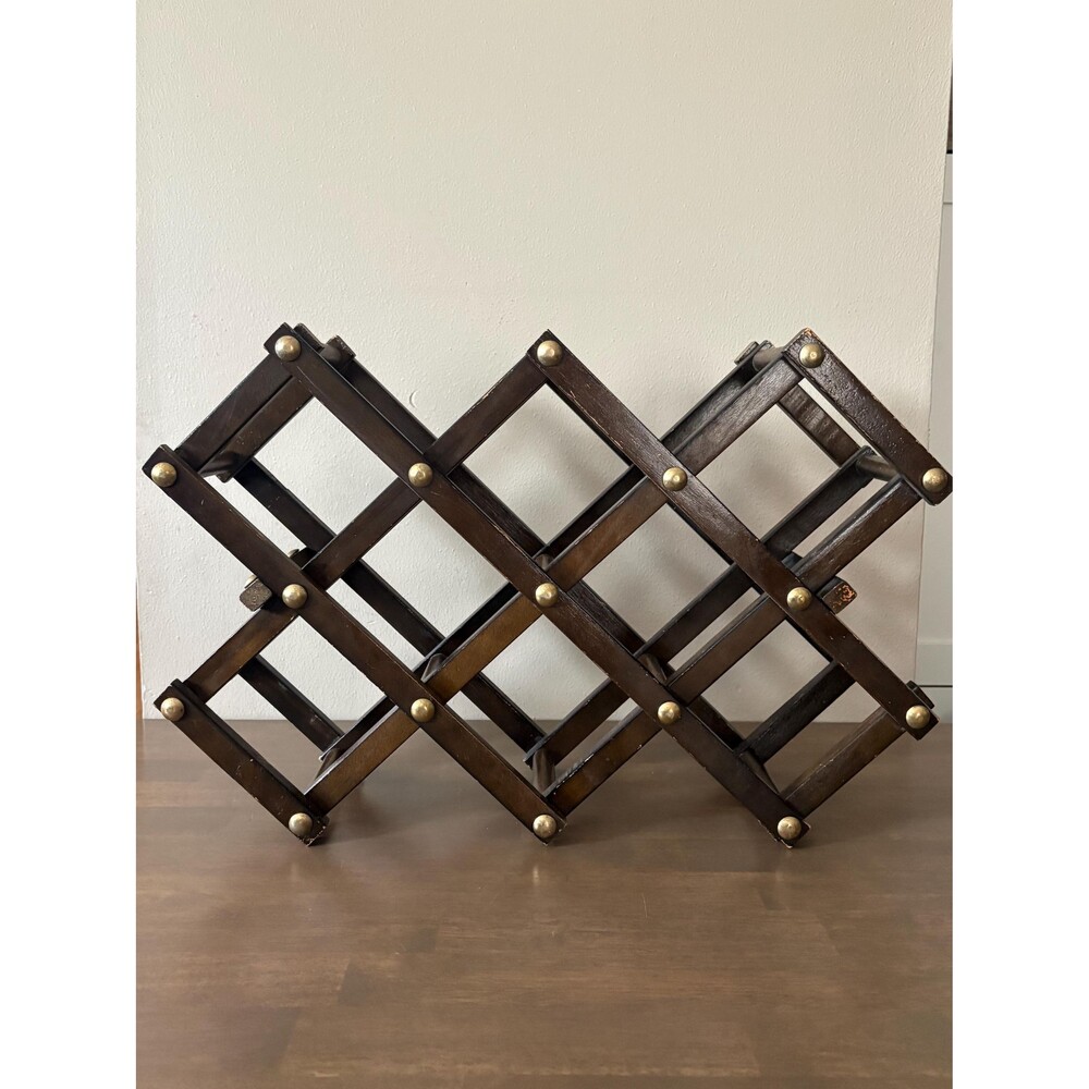Vintage Wooden Accordion 10-Bottle Wine Rack